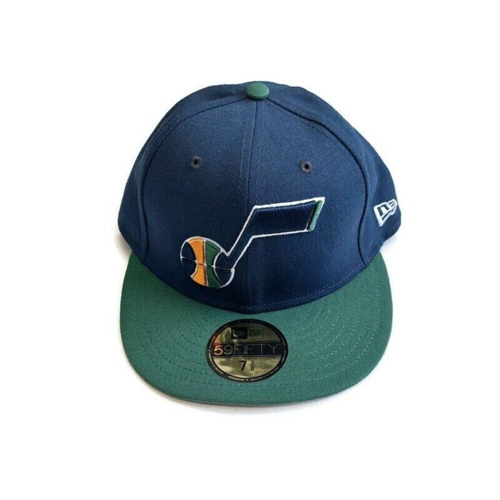 59Fifty New Era Size 7 3/8 NBA Utah Jazz Fitted Hat 2 Tone Cap Blue Green